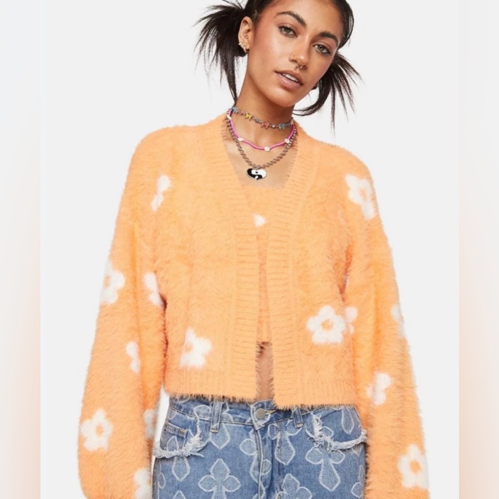 Pretty Garbage Ditsy Floral Eyelash CardiganSize Small NWT